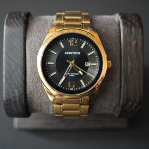 Armitron Black Dial Gold Bracelet Watch